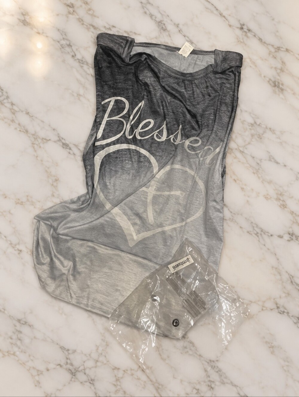 Gray Ombre 'Blessed' Graphic Tee Size XL